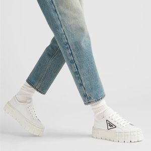 Prada white sneakers, brand new never worn. Don’t have the original box